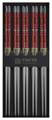 Tokyo Design spisepinner rusfritt stål 5 par 22,5 cm rød