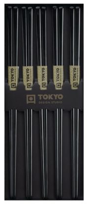 Tokyo Design spisepinner rustfritt stål 5 par svart 23 cm 