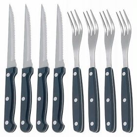 Kitchencraft biffkniver og gafler sett rustfritt stål 8 stk